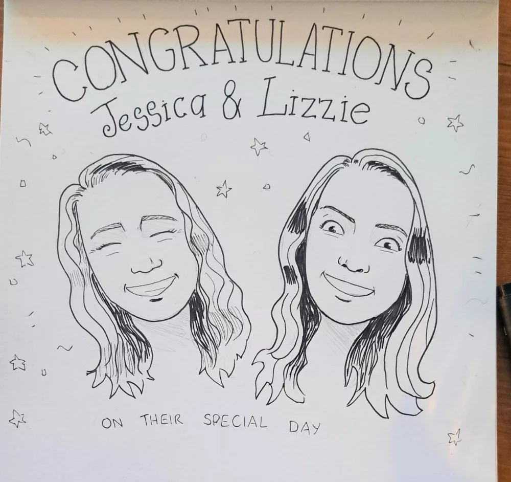 speed portraits for weddings, wedding artist